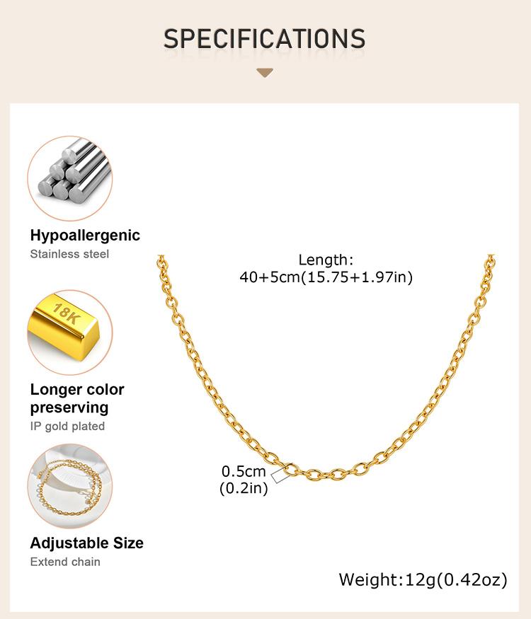 Solid Stainless Steel Chunky Chain Necklace for Women, Simple Link Chain Chokers, Fashion Non Tarnish Jewelry