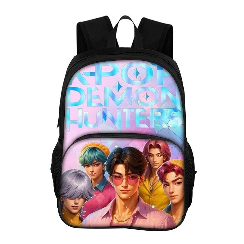 

Kpop Demon Hunters Printed Oxford Backpack With Breathable Design For School Students Style 1