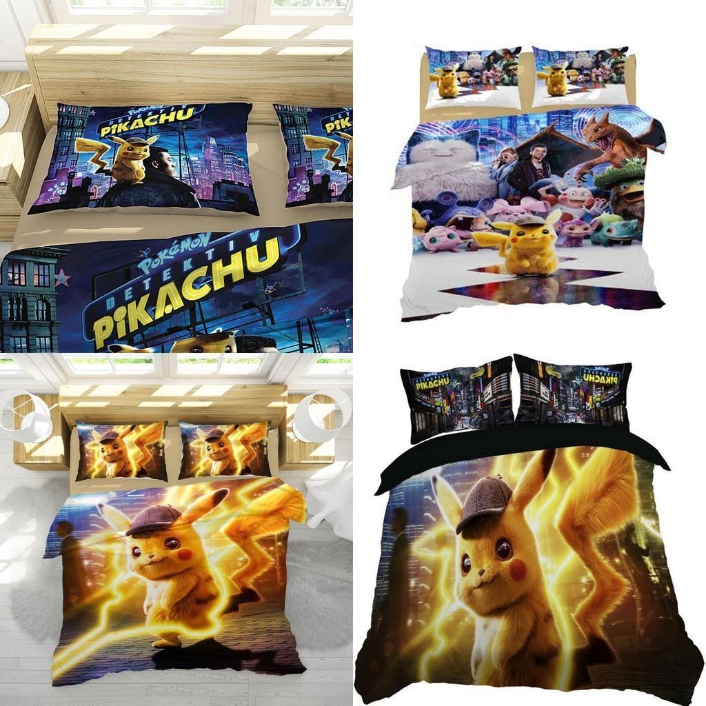 Pikachu Bettwäsche-Set für Kinder Weicher und strapazierfähiger Bettbezug und Kissenbezug