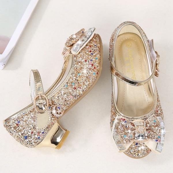 Cute Frozen Princess Single Shoes Girls High Heels Princess Sparkling Cartoon Costume Party Shoes