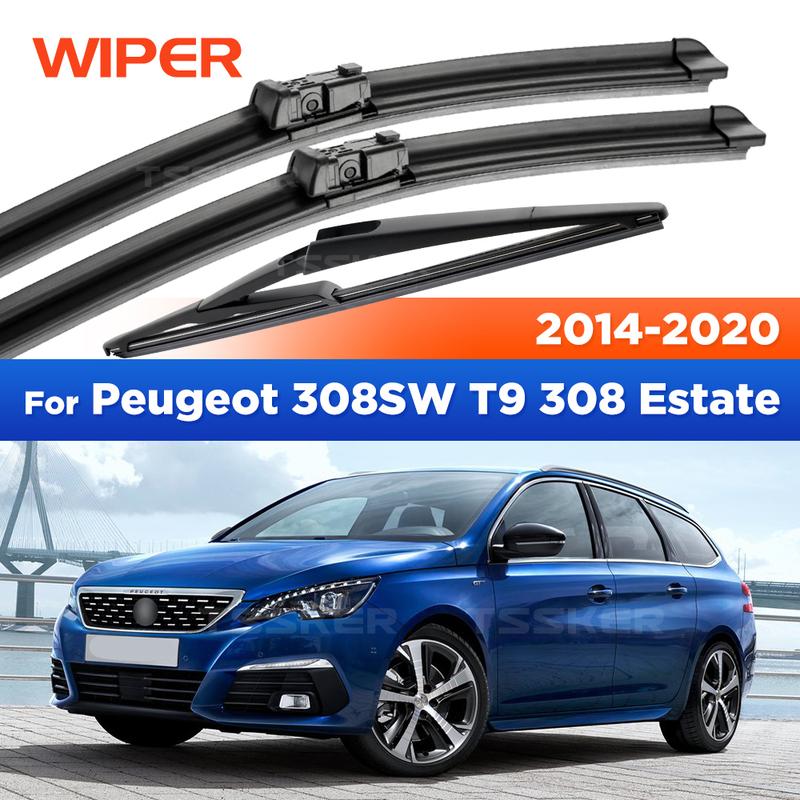 For Peugeot 308SW T9 308 Estate 2014- 2015 Wiper Front & Rear Wiper Blades Windshield Windscreen Window Brushes 24"+18"+12"