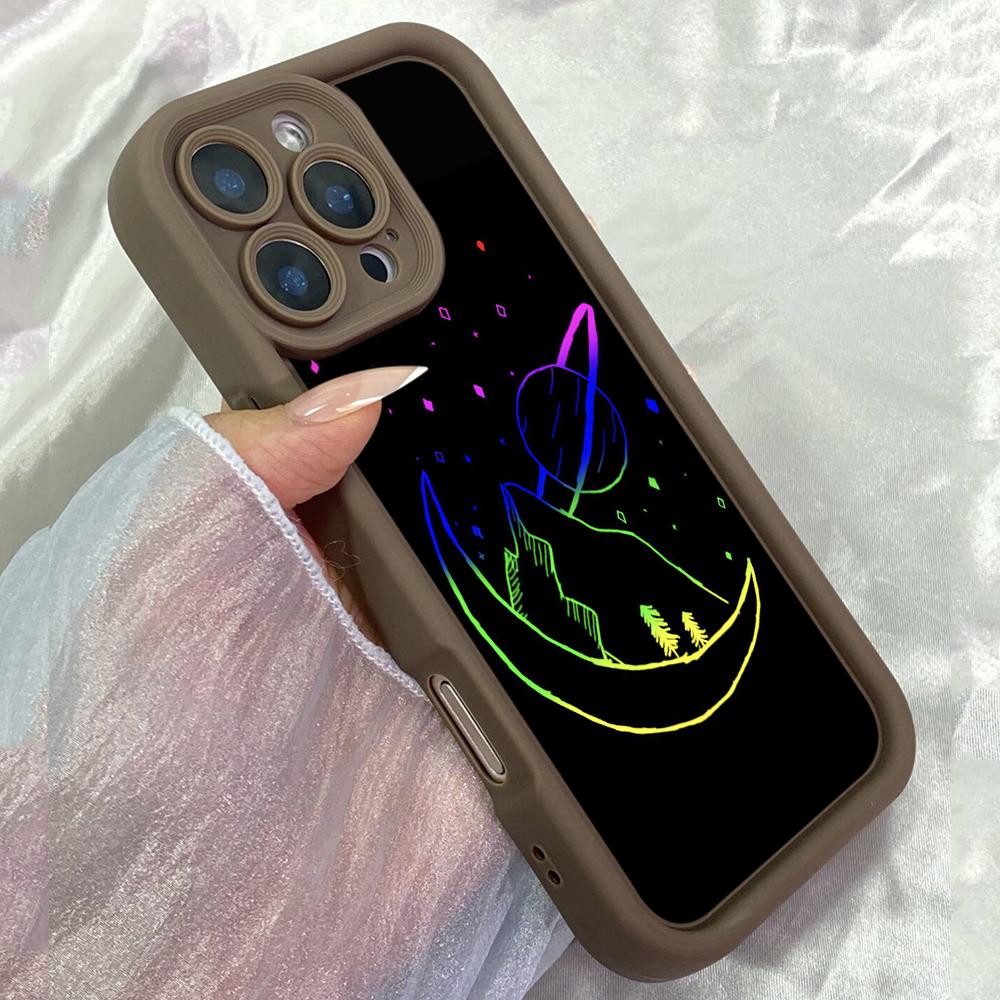 JT182 Colorful Moon sky for iPhone 17 16 15 Pro Max Samsung S26 S25 Ultra A17 A16 A07 A56 Xiaomi 15T Redmi 15c 14C Soft TPU Case