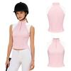 Sleeveless Zip Stand Collar Quick Dry Vest for Women Color Block Horse Riding Tank Top for Golf Tennis Equestrian Sport
