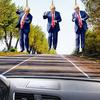 3 Pcs Trump Christmas Ornament 2D Acrylic Santa Hat Trump Pendant Car