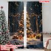 2pcs 2D Flat Printing Christmas Scene Curtain Christmas Trees6 Versatile Fabric Without Electricity Family Party for Holiday