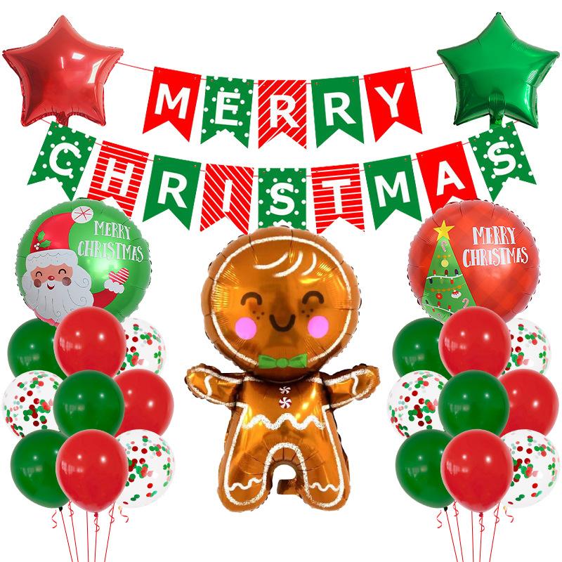Christmas Balloon Set Gingerbread Man Themed Santa Claus Christmas Tree Party Decorations Kindergarten Decorations