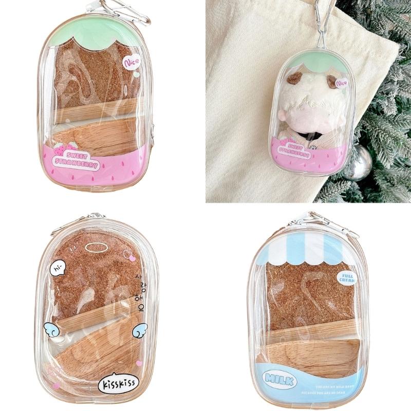 Transparent PVC Keychain Doll Storage Pouch For Mini Figures Toys School Accessories Kids Teens Travel Organizer
