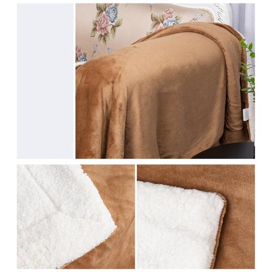 Flannel Blanket Thickened Double Layer Comfortable Touch Blanket Elastic Edge Winter Warm Plush Sofa Throw Blanket