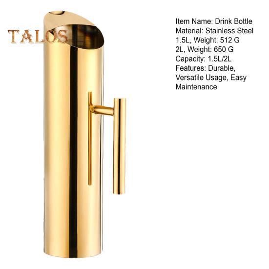 Stainless Steel Drink Pitcher 1.5/2L Large Capacity Cocktail Pot with Handle Modern Beverage Carafe for Juice Coffee Wine