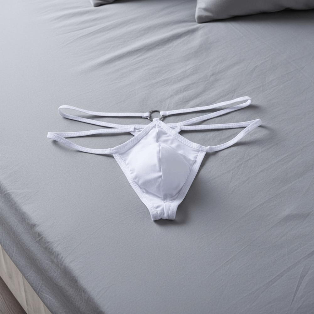 Mesh Men Underwear Hollow Out T-back Briefs Simple Men's Thin Thong Exotic