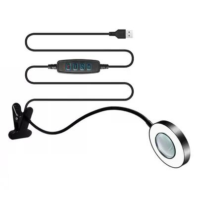 Lente d'ingrandimento con morsetto Luce da scrivania Illumina la lente in vetro Collo regolabile a 360° Luce d'ingrandimento per hobby Lavori di cucito Banchi da lavoro