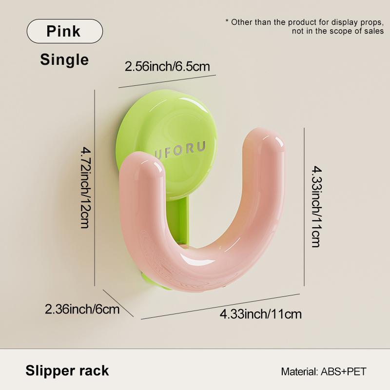 UFORU Dopamine Style Sucker Slipper Rack – No-Drill Bathroom Wall Mount with Drainage | Multi-Scene Storage