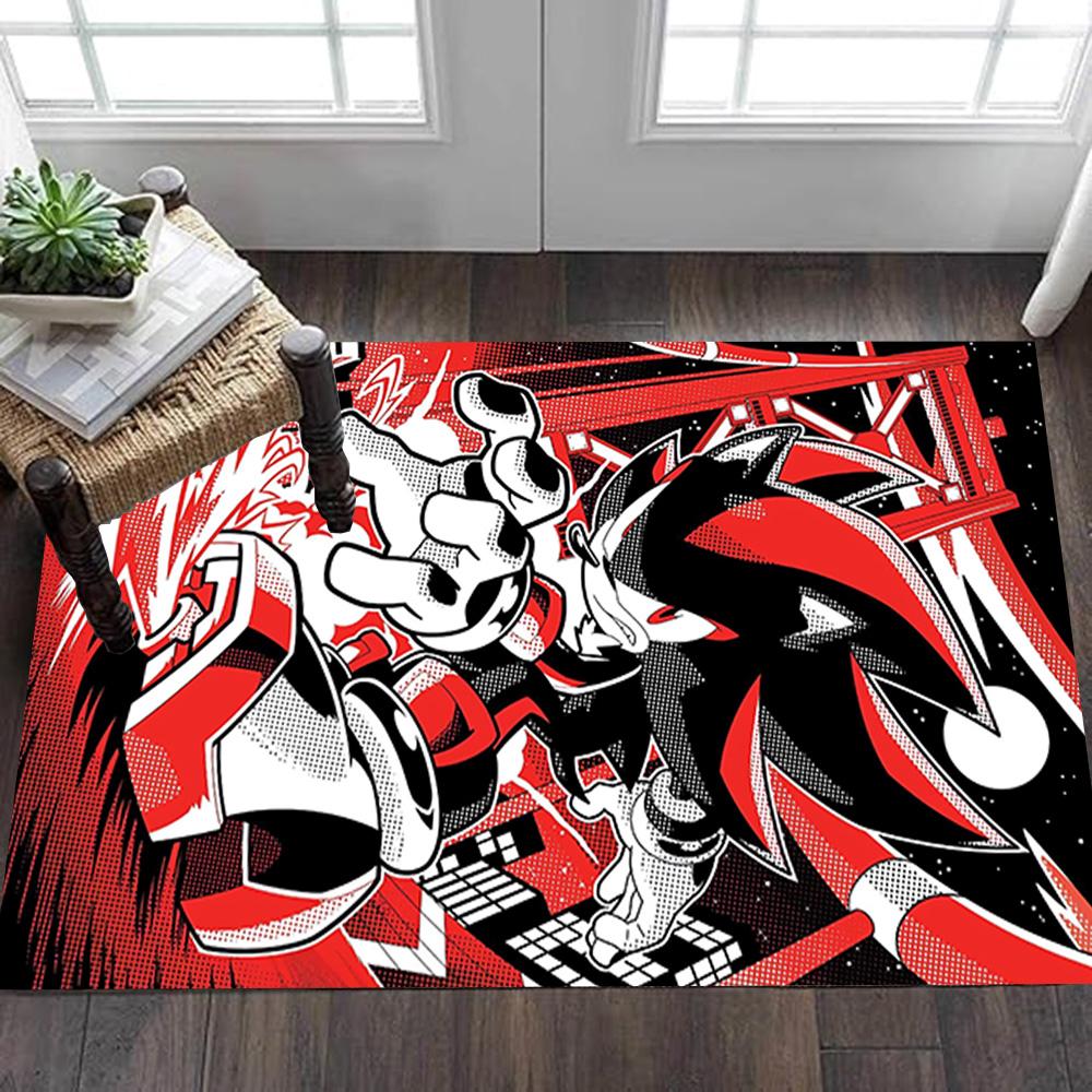 Sonic The Hedgehog Comic Book Decoration,Carpet,Living Room,Bedroom, Non-slip,Square rug