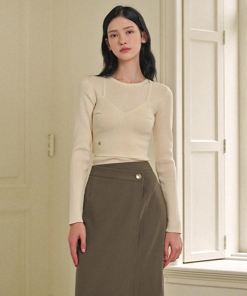 MICANE Bronze Wrap Button Long Skirt