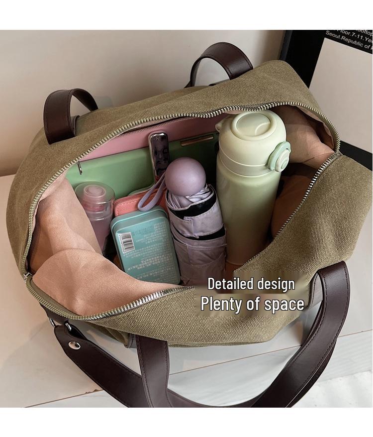 Canvasväska med stor kapacitet i koreansk stil: Trendig avslappnad axel- och crossbodyväska för daglig pendling och resor