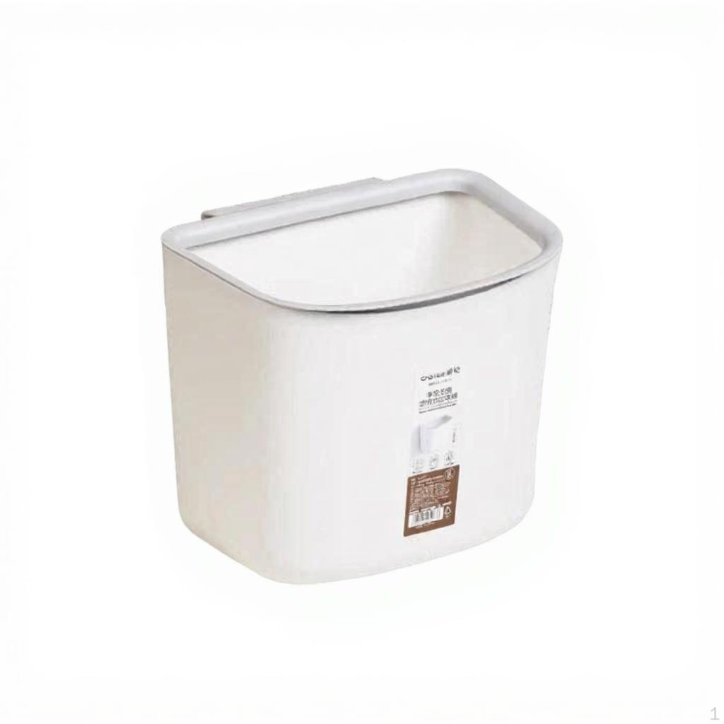 Wall Hanging Trash Can, Kitchen Cabinet Door Wastebasket, Saves Space, Easy Installation White 1