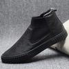 Casual High-top Leather Shoes 2025 Winter Velvet Cotton Shoes Trend Lazy Shoes One-pedal Martin Boots Darth Vader Men's Shoes
