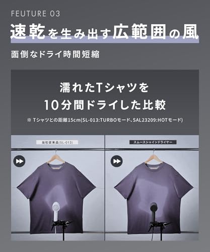 SALONIA Smooth Shine Hair Dryer, High Airflow, Fast Drying, Lightweight, White [Amazon.co.jp Exclusive]