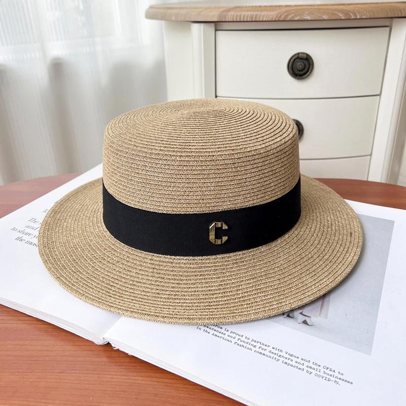 

Женская летняя шляпа от солнца с плоскими полями для отдыха на море, модная шляпа-федора из тонкой соломы, элегантная, с пляжной тульей Adult (56-58cm)