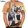 Sommer 3D-Druck Templer Grafik T-Shirts Kreuz Grafikdruck Persönlichkeit Streetwear Kurzarm Tee Tops Herren Oversized T-Shirt