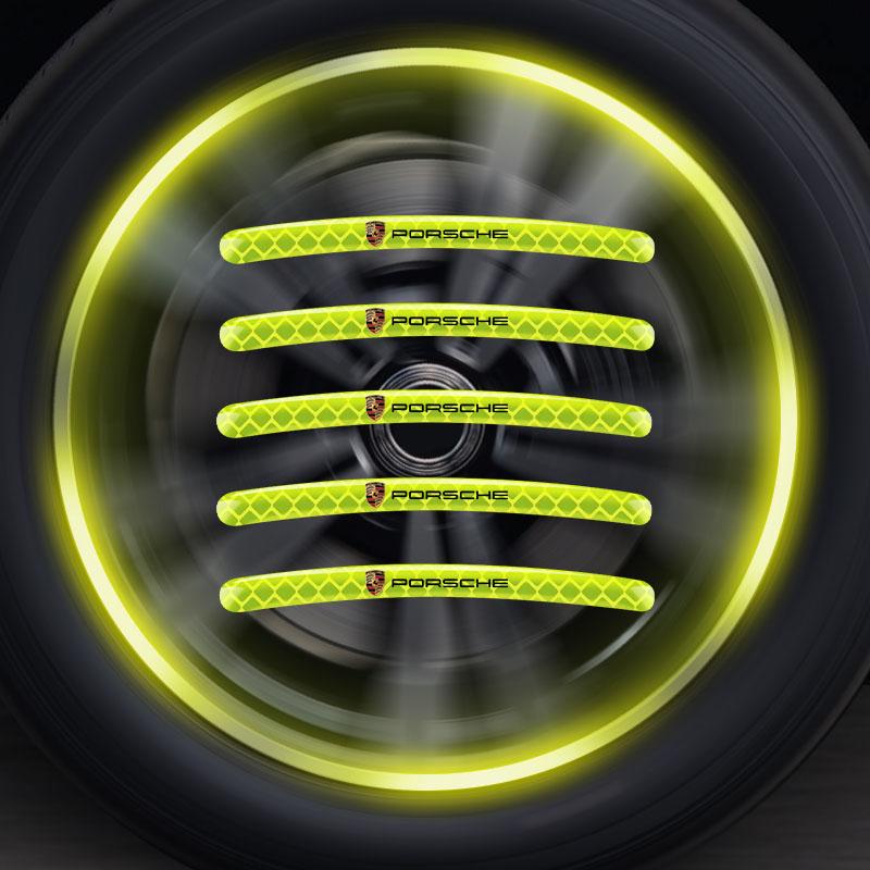 Car Wheel Hub Reflective Stickers Tire Rim Luminous Styling Accessories For Porsche 911 918Spyder 928 944 968 Boxster Cayenne Macan Panamera