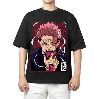 Jujutsu Kaisen Ryomen Sukuna Anime Comfortable Fashion Vintage Double-Sided Band Graphic Print Women And Men T-shirts