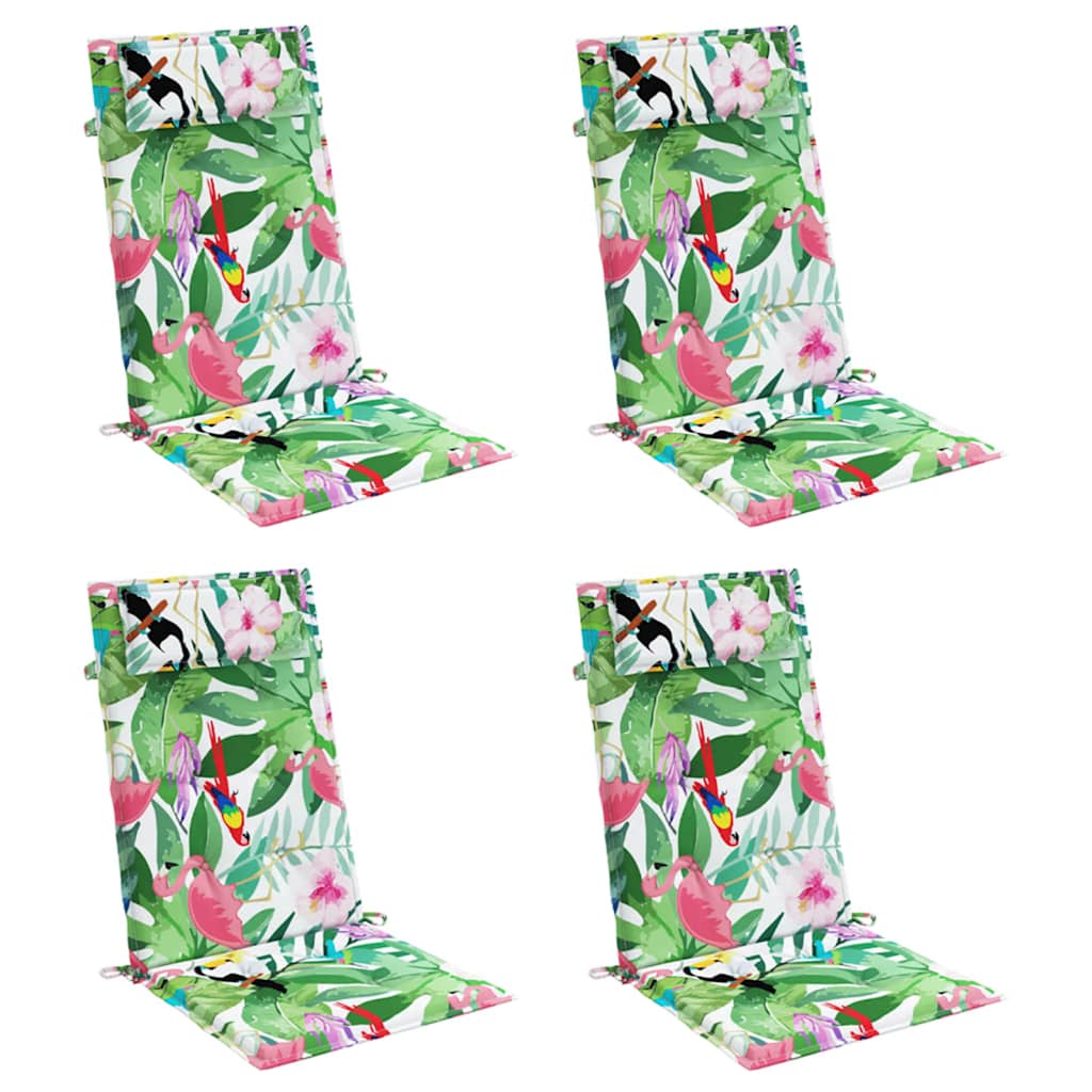High Back Chair Cushions 4 pcs Multicolored Oxford Fabric