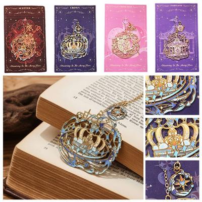 Exquisite Metal Bookmarks Portable Students Reading Tool Hollow Hot Stamping Bookmark Long Tassel Bookmarks Stationery Gifts
