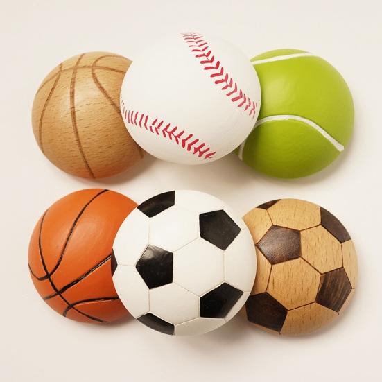 Sports Ball Magnetic Bottle Opener Wooden Beer Cap Remover with Refrigerator Magnet Football Basketball Design Unique Bar Decor Gift for Sports Fans