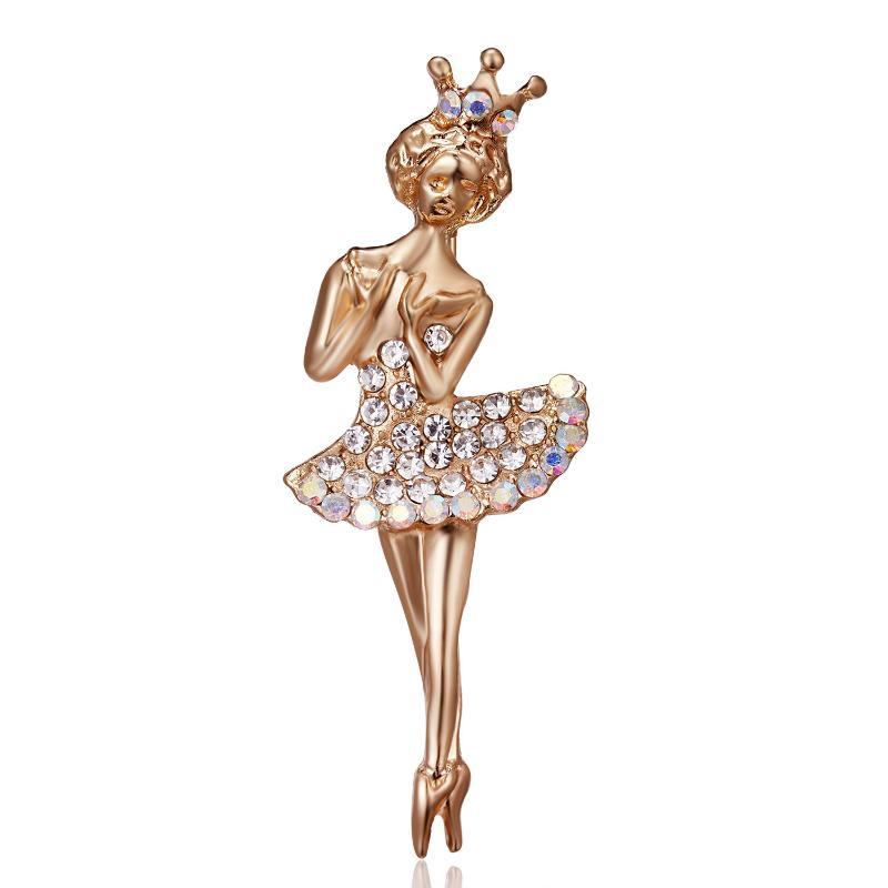 Tanz Ballett Brosche für Damen Rhythmische Sportgymnastik Glitzernder Kristall Zirkon Pins Hochzeitskleid Schmuck