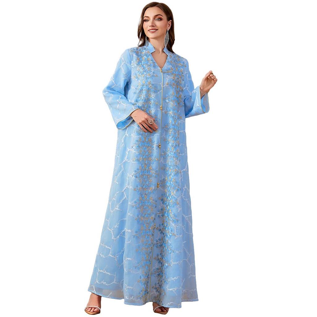 Middle Eastern Arabic Style Embroidered Long Sleeve Dress for Muslim Women 2025
