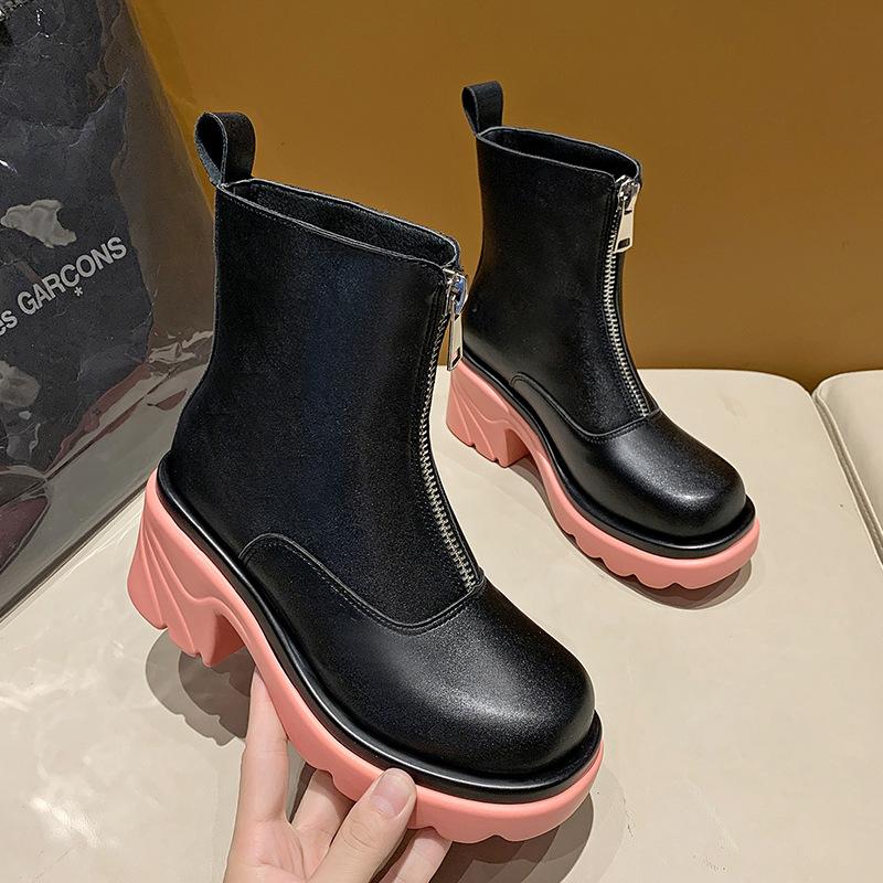 Nueva tendencia de moda Botas cortas para mujer Botas de plataforma casual Cremallera  delantera Botas Redondas Toe Martin comprar a buen precio — entrega  gratuita, reseñas reales con fotos — Joom