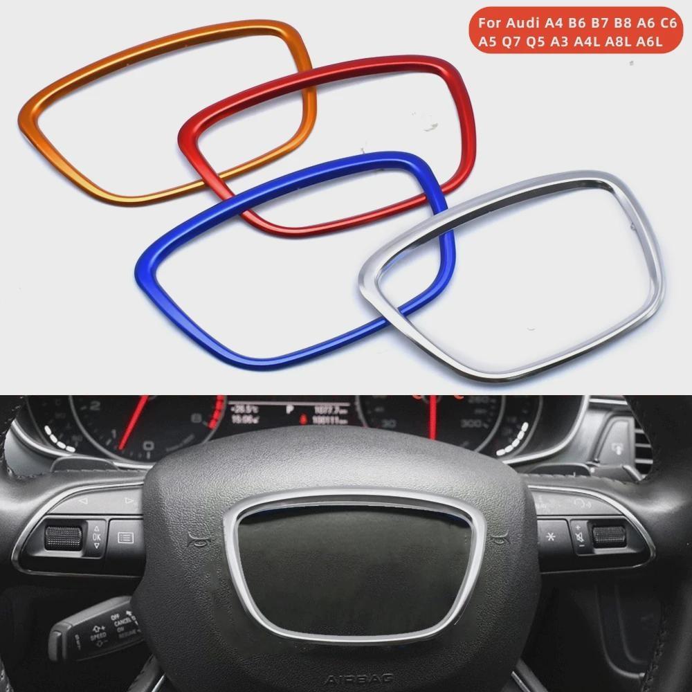 For Au-di A4 B6 B7 B8 A6 C6 A5 Q7 Q5 A3 A4L A8L A6L Car Steering Wheel Cover Center Logo Frame Stickers Interior Car Accessories