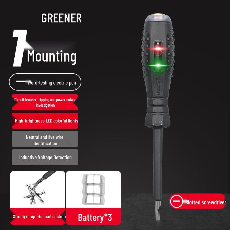Green Forest Electrician Test Pen: Broken Wire Detector & High Torque Screwdriver