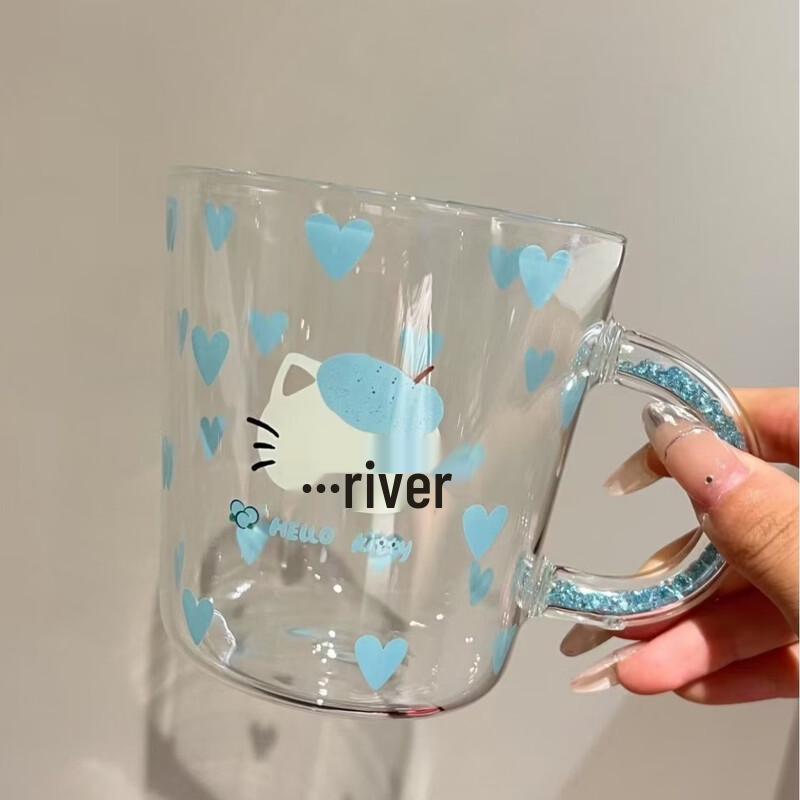 Shangqi Macaron Heart Print High Borosilicate Glass Cup