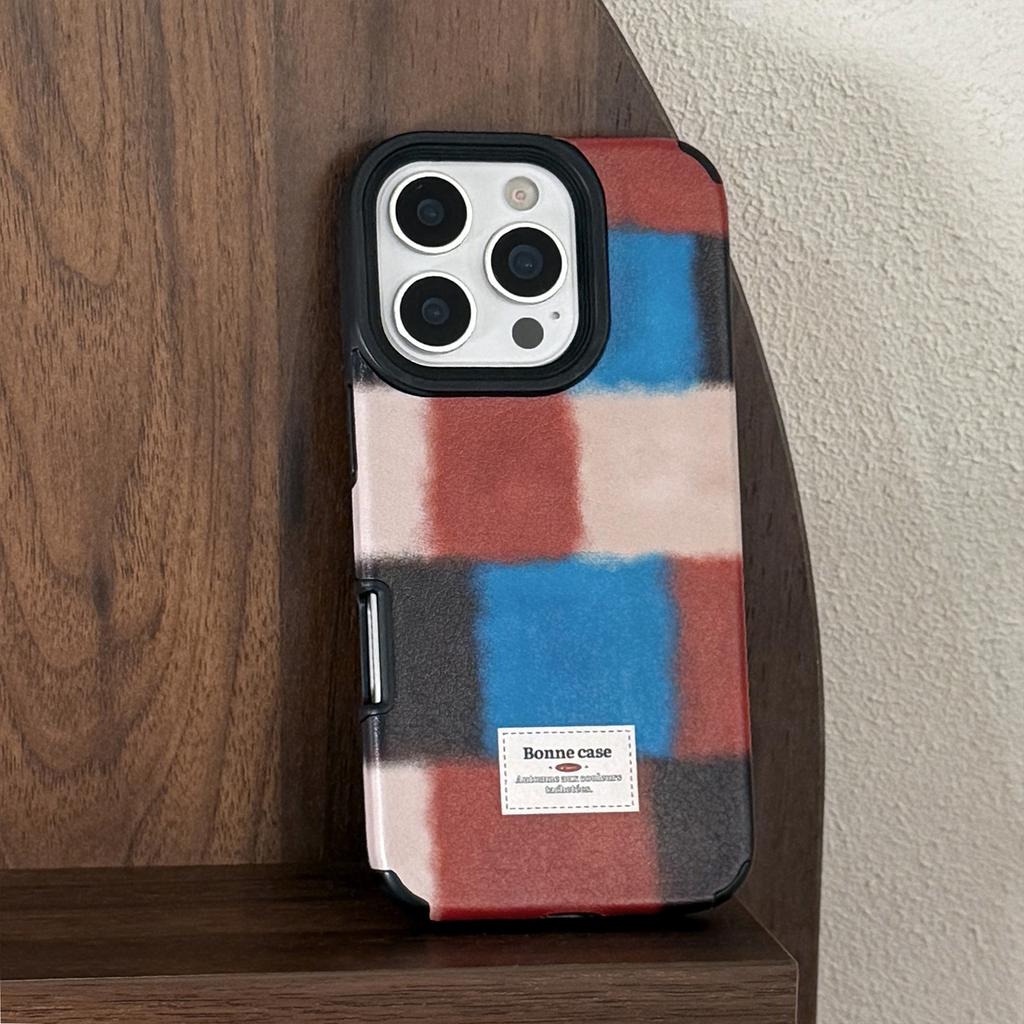 Personalized Retro Plaid Splicing for IPhone 16 Promax for Apple 17 Phone Case 15 Premium 14 Leather 13