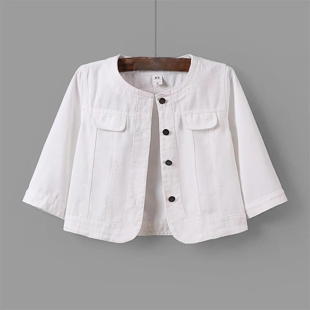 6XL Jeansjacke mit Viertelärmeln und Rundhalsausschnitt für Damen, Sommer Frühling, Kurzes lockeres Oberteil, Kombiniert mit Kleid, Cowboy-Außenbekleidung