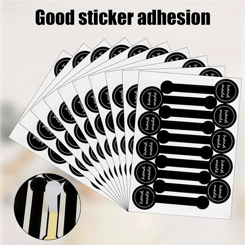 5/10/20/50/100 Sheets Thank You Handmade Seal Stickers Black Striped Long Labels Stickers for Packaging Gift Lollipop Bread