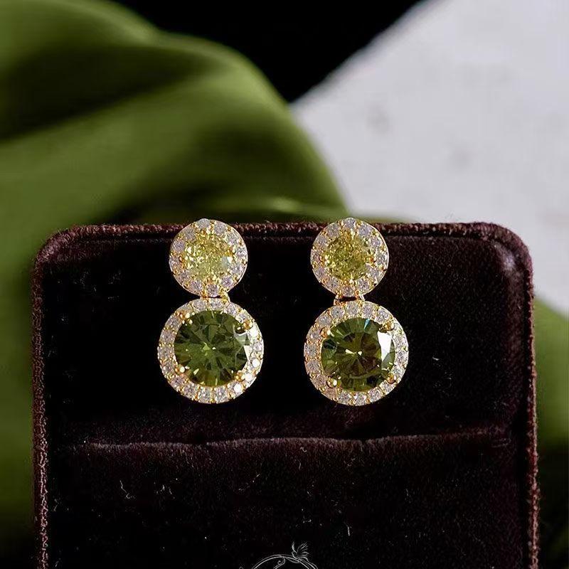 14 Silver Needle Zircon Earrings Medieval Vintage Light Luxury Stud Earrings Fashion Temperament Exquisite Earrings Women