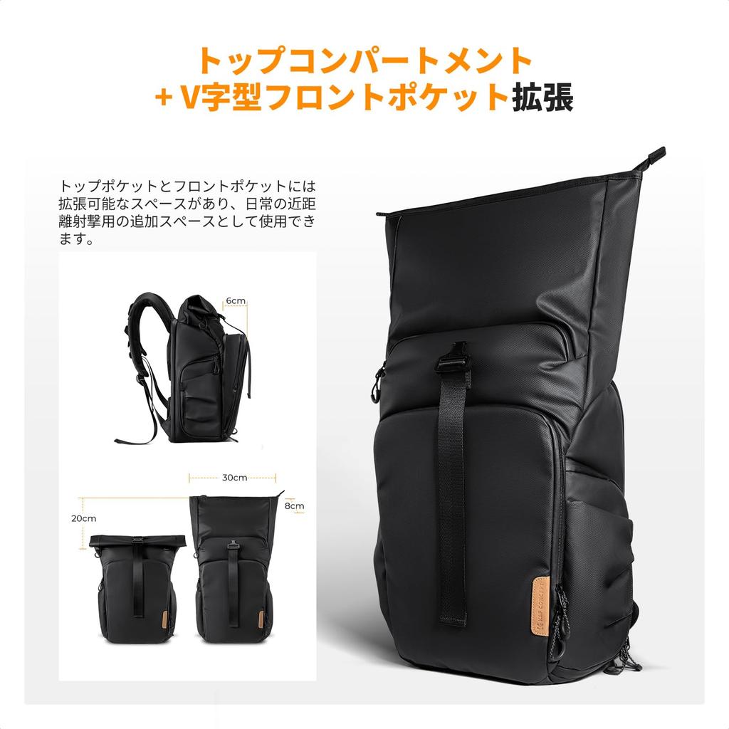 Camera Camera Laptop Large Capacity Expandable [K&F CONCEPT] Backpack, 15.6" Backpack, Compartment, Roll-Top Design, (20L + 5L)