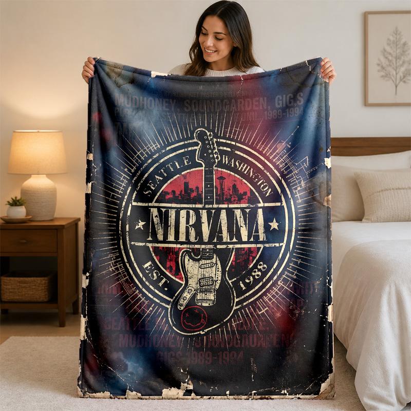 Coperta in Flanella con Stampa Nirvana Morbida e Leggera Coperta Plaid in Peluche per Letto Divano Uso Domestico