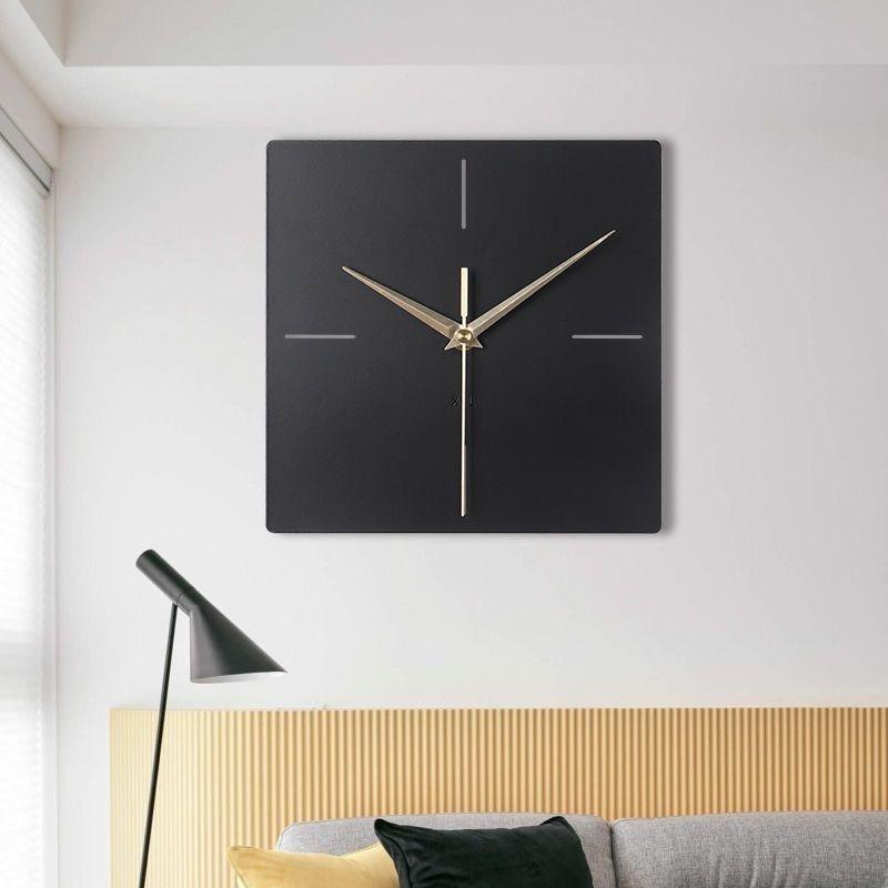 Nordic Affordable Luxury Style Silver Square Wall Clock Home Living Room Clock Office Wall Mounted Silent Clock Home Decoration