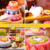 Moin Moin 1/24 Scale Dollhouse Miniature DIY Kit Set Featuring a Cafe, a Yellow Coffee Shop with Colorful Cakes, LED Light and Acrylic Case (product N
