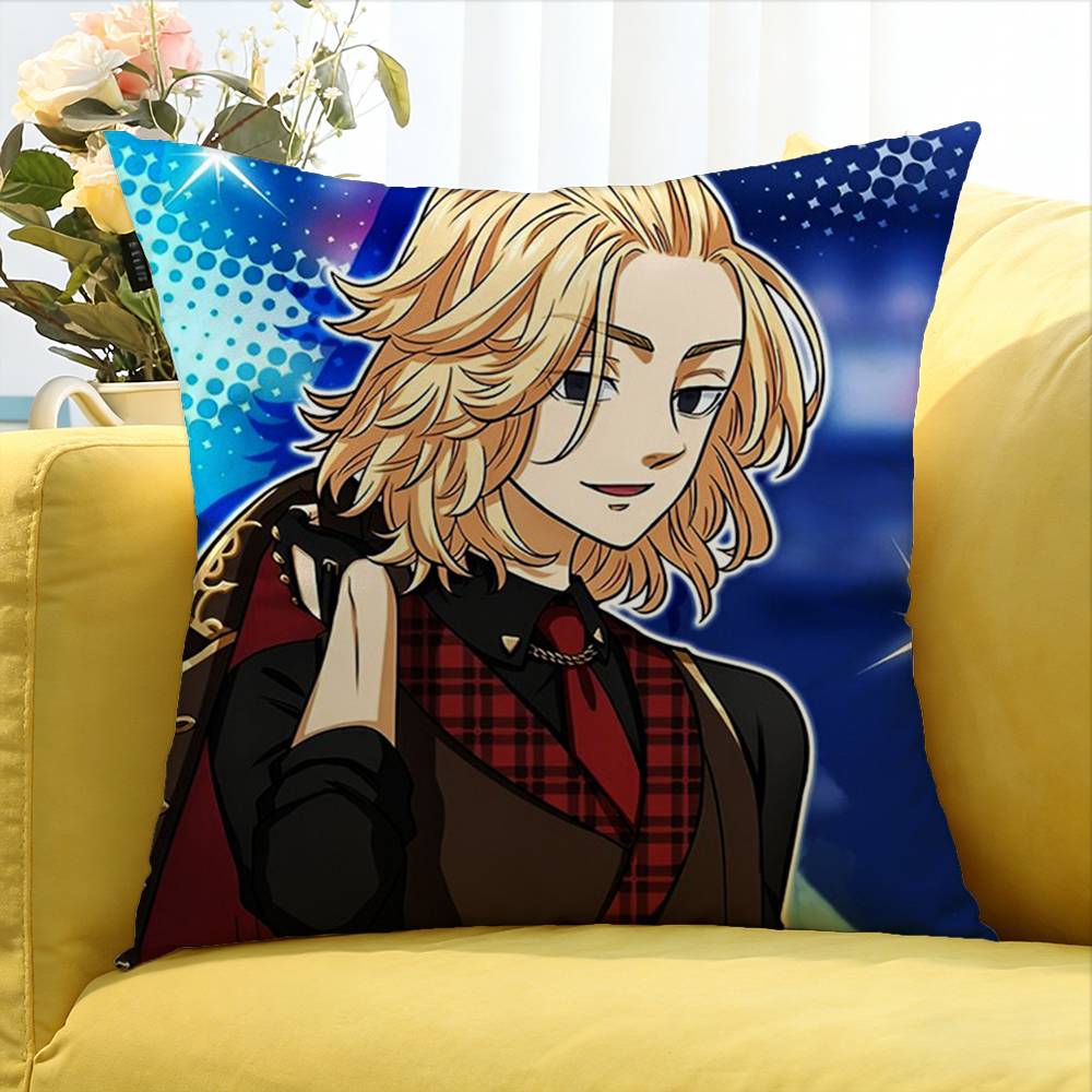 T-Tokyo r-Revengers Mikey World Various Sizes Square Pillow Case For Car Home Bedchamber Decor
