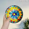 2D Flat Stained Glass Rainbow Mandala Window Decoration, 6.3/7.87inches Colored Glass Plate with Chain, Charming Indoor/Outdoor Sun Catcher Home