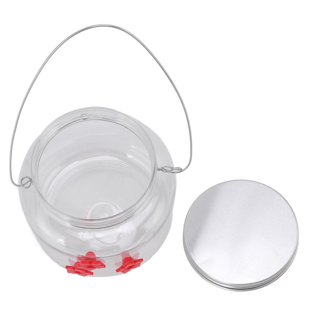 Hanging Bird Feeder 475ml Unique Red Flowers Design 3 Feeding Ports Wide Opening Easy Filling Bird