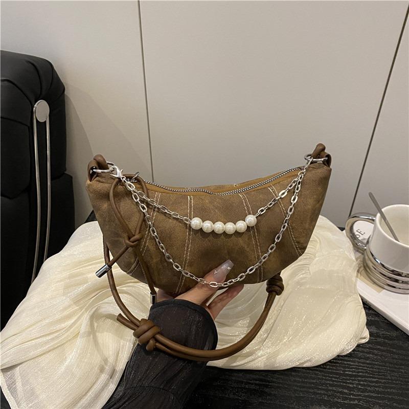 Denim Bag Women's New Trendy Niche Commuter Shoulder Bag Casual Trendy Brand Popular Messenger Croissant
