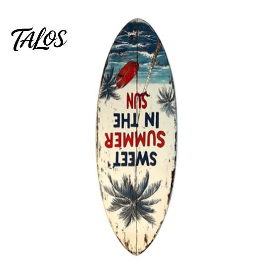 1/3Pcs Surfboard Plaque Decoration, Solid Wood Vintage Coastal Wall Sign, Retro Seaside Style Wall Art Ornament for Indoor Outdoor Use