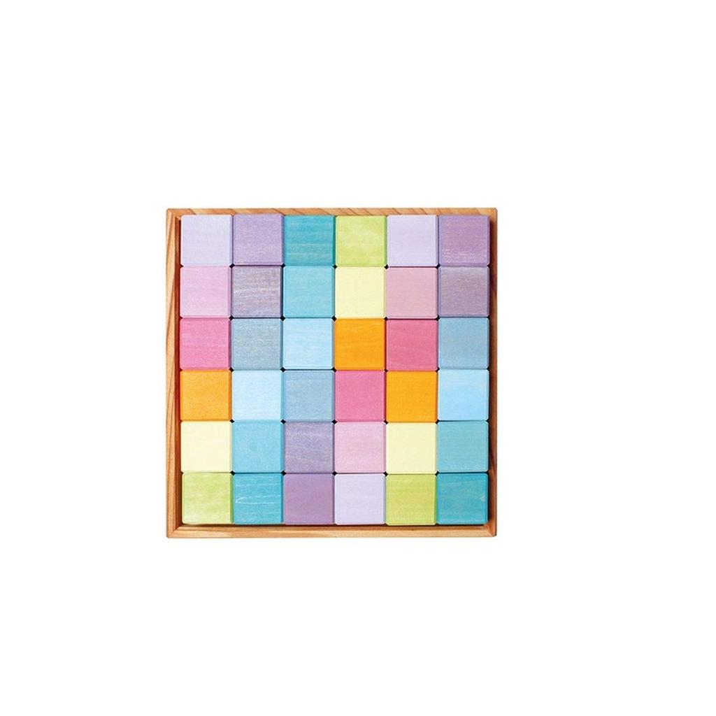 Grimm's Mosaic Cube SH43111, Educational Building Blocks for Interior Decor and Pastel Play.