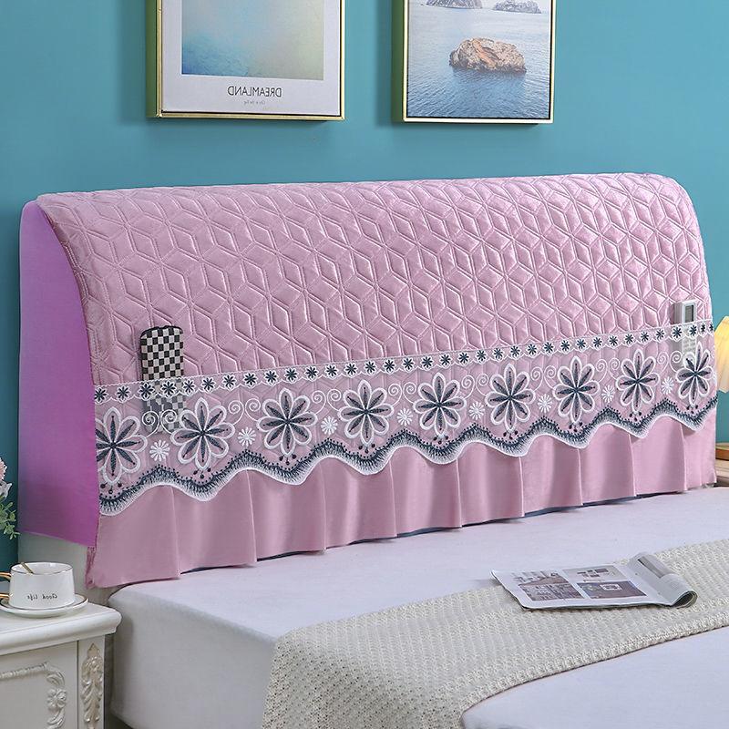 European-style Printing Full Surround Headboards Protector Case Solid Color Quilting Bed Head Cover Bedding Bedside Dust Cover